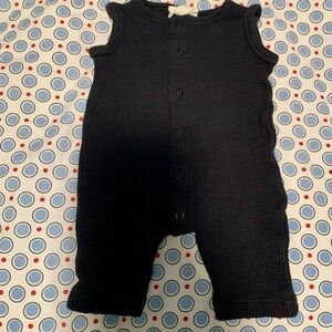 Button-Front Knit Baby Romper - Black